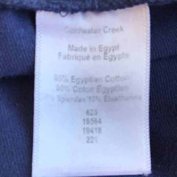 Coldwater Creek navy Egyptian cotton straight leg elastic waist pants, size 1X - Picture 9 of 10